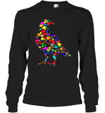 Womens Colourful Dove Bird International Dot day V Neck T Shirt Long Sleeve T-Shirt