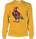 Womens Colourful Dove Bird International Dot day V Neck T Shirt Long Sleeve T-Shirt