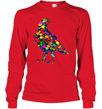 Womens Colourful Dove Bird International Dot day V Neck T Shirt Long Sleeve T-Shirt