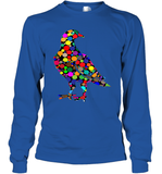 Womens Colourful Dove Bird International Dot day V Neck T Shirt Long Sleeve T-Shirt
