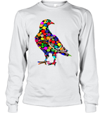 Womens Colourful Dove Bird International Dot day V Neck T Shirt Long Sleeve T-Shirt