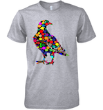 Womens Colourful Dove Bird International Dot day V Neck T Shirt Premium Men's T-Shirt