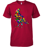 Womens Colourful Dove Bird International Dot day V Neck T Shirt Premium Men's T-Shirt