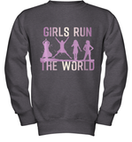 Womens Girls Run The World  International Women's Day Feminist V Neck T Shirt Youth Sweatshirt