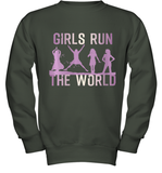 Womens Girls Run The World  International Women's Day Feminist V Neck T Shirt Youth Sweatshirt