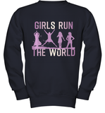 Womens Girls Run The World  International Women's Day Feminist V Neck T Shirt Youth Sweatshirt
