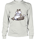 Womens Fat Cat Funny Chubby Cat  International Cat Day V Neck T Shirt Long Sleeve T-Shirt