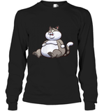 Womens Fat Cat Funny Chubby Cat  International Cat Day V Neck T Shirt Long Sleeve T-Shirt