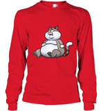 Womens Fat Cat Funny Chubby Cat  International Cat Day V Neck T Shirt Long Sleeve T-Shirt