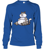 Womens Fat Cat Funny Chubby Cat  International Cat Day V Neck T Shirt Long Sleeve T-Shirt