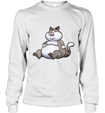 Womens Fat Cat Funny Chubby Cat  International Cat Day V Neck T Shirt Long Sleeve T-Shirt