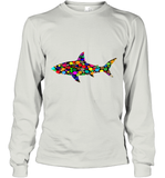Womens Colourful Shark International dot day V Neck T Shirt Long Sleeve T-Shirt