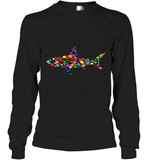 Womens Colourful Shark International dot day V Neck T Shirt Long Sleeve T-Shirt
