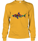 Womens Colourful Shark International dot day V Neck T Shirt Long Sleeve T-Shirt