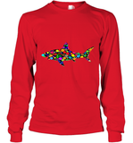 Womens Colourful Shark International dot day V Neck T Shirt Long Sleeve T-Shirt