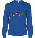 Womens Colourful Shark International dot day V Neck T Shirt Long Sleeve T-Shirt