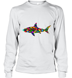 Womens Colourful Shark International dot day V Neck T Shirt Long Sleeve T-Shirt