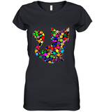 Womens Colourful Cat International dot day V Neck T Shirt Women's V-Neck T-Shirt