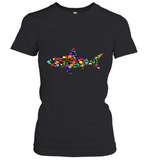 Womens Colourful Shark International dot day V Neck T Shirt Women's T-Shirt