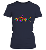 Womens Colourful Shark International dot day V Neck T Shirt Women's T-Shirt