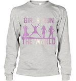 Womens Girls Run The World  International Women's Day Feminist V Neck T Shirt Youth Long Sleeve