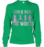 Womens Girls Run The World  International Women's Day Feminist V Neck T Shirt Youth Long Sleeve