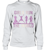 Womens Girls Run The World  International Women's Day Feminist V Neck T Shirt Youth Long Sleeve
