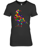 Womens Colourful Dove Bird International Dot day V Neck T Shirt Premium Women's T-Shirt