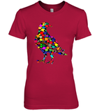 Womens Colourful Dove Bird International Dot day V Neck T Shirt Premium Women's T-Shirt