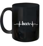 Womens Beer Heartbeat ECG Beer Drinker Gift V Neck T Shirt Ceramic Mug 11oz