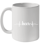 Womens Beer Heartbeat ECG Beer Drinker Gift V Neck T Shirt Ceramic Mug 11oz