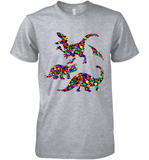 Womens Colourful Dinosaur International dot day V Neck T Shirt Premium Men's T-Shirt