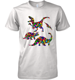 Womens Colourful Dinosaur International dot day V Neck T Shirt Premium Men's T-Shirt
