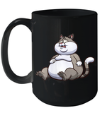 Womens Fat Cat Funny Chubby Cat  International Cat Day V Neck T Shirt Ceramic Mug 15oz