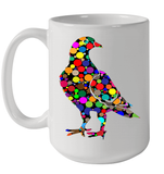Womens Colourful Dove Bird International Dot day V Neck T Shirt Ceramic Mug 15oz