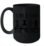 Womens Girls Run The World  International Women's Day Silhouette V Neck T Shirt Ceramic Mug 15oz
