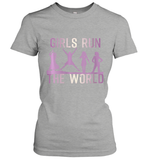 Womens Girls Run The World  International Women's Day Feminist V Neck T Shirt Women's T-Shirt