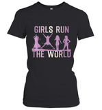 Womens Girls Run The World  International Women's Day Feminist V Neck T Shirt Women's T-Shirt
