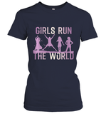 Womens Girls Run The World  International Women's Day Feminist V Neck T Shirt Women's T-Shirt