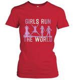 Womens Girls Run The World  International Women's Day Feminist V Neck T Shirt Women's T-Shirt