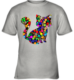 Womens Colourful Cat International dot day V Neck T Shirt Youth T-Shirt