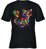 Womens Colourful Cat International dot day V Neck T Shirt Youth T-Shirt