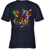 Womens Colourful Cat International dot day V Neck T Shirt Youth T-Shirt
