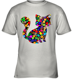 Womens Colourful Cat International dot day V Neck T Shirt Youth T-Shirt