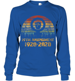 Womens 19th Amendment 1920 2020 Women's Right To Vote Retro Sunset V Neck T Shirt Youth Long Sleeve