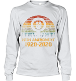 Womens 19th Amendment 1920 2020 Women's Right To Vote Retro Sunset V Neck T Shirt Youth Long Sleeve