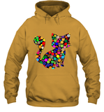 Womens Colourful Cat International dot day V Neck T Shirt Hoodie