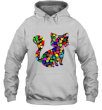 Womens Colourful Cat International dot day V Neck T Shirt Hoodie