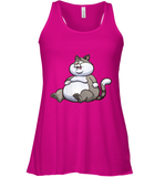 Womens Fat Cat Funny Chubby Cat  International Cat Day V Neck T Shirt Racerback Tank