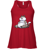 Womens Fat Cat Funny Chubby Cat  International Cat Day V Neck T Shirt Racerback Tank